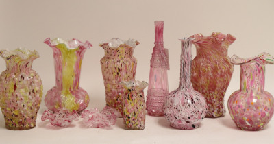 Image 1 of lot 10 Clichy Mottled Glass Vases & Bowls, 1930