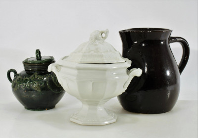 Image for Lot Large Pottery Pitcher, Red Cliff Tureen, Green Pot