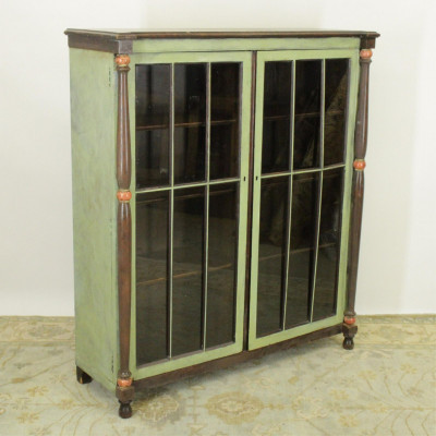 Image for Lot Victorian Oak Painted Bookcase