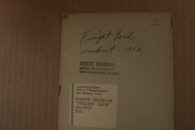 Robert Freimark 'Freight Yard' 1956 Color Woodcut