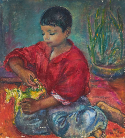 Image for Lot Clara Klinghoffer - Mexican Boy and Toy Horse