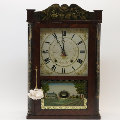 Image for Lot E Terry  Sons Stenciled Mahogany Clock