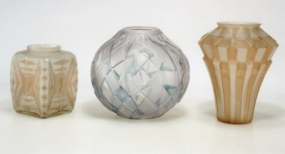 Image for Lot A. Hunebelle - Art Deco Geometric Vases