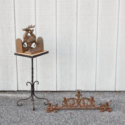 Image for Lot Decorative Metal Accessories: Stag Bookends, Etc.