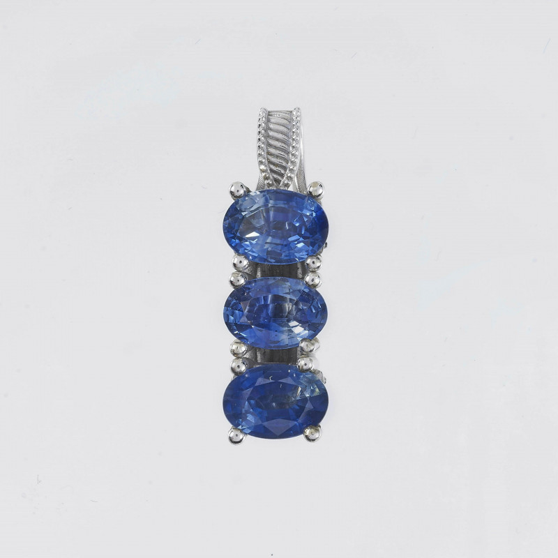 Image 1 of lot 14K White Gold and Sapphire Pendant