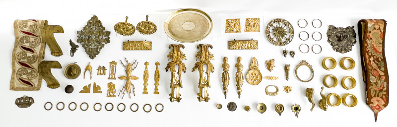 Large Group of Gilt Furniture Mounts and Hardware