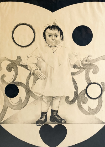 Image for Lot Lowell Nesbitt - Portrait of a Child With Hearts and Circles