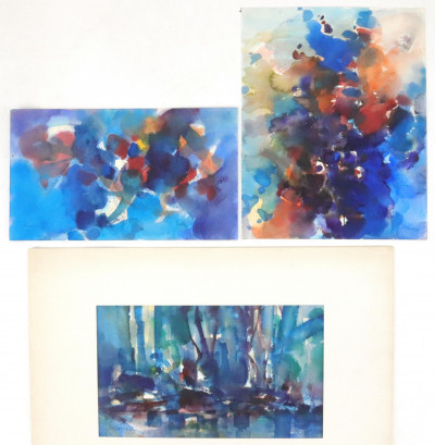 Image for Lot Pawel Kontny  Blue Abstract Watercolors (3)