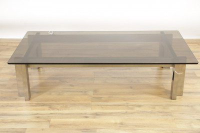 Image for Lot Paul Evans Style Brushed Aluminum Coffee Table