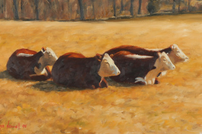 Image for Lot Rae Newell  Contemporary Cows O/C