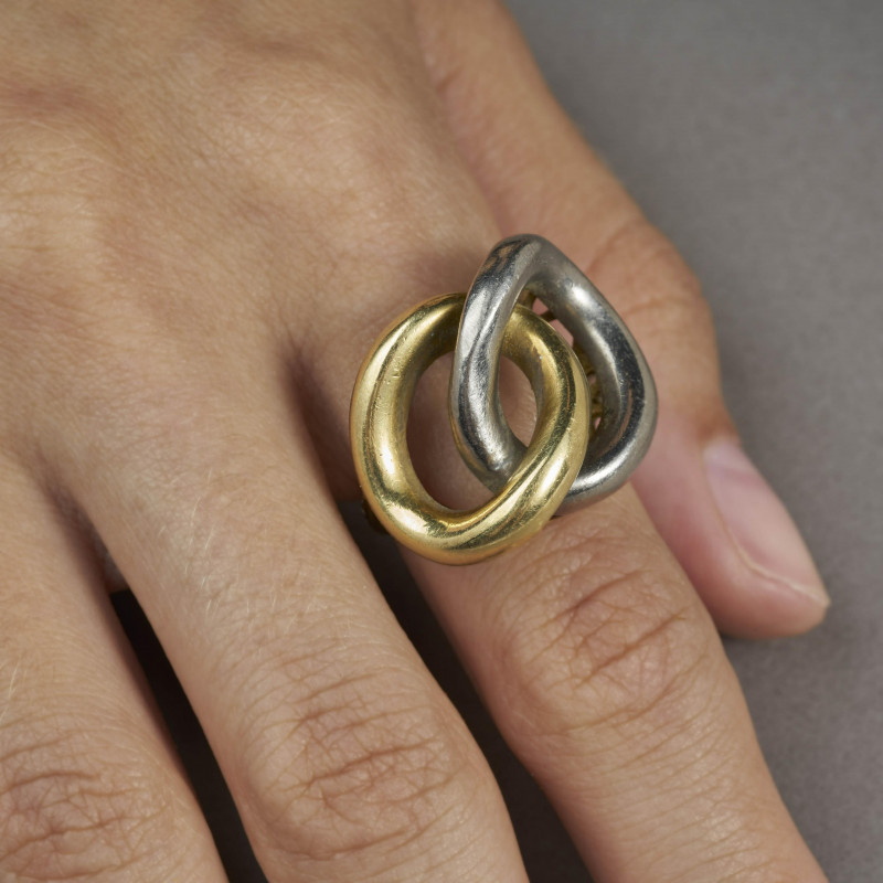 Image 3 of lot 18k Yellow and White Gold Double Twist Ring