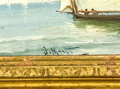 Artist Unknown - Coastal Scene with Sailboat