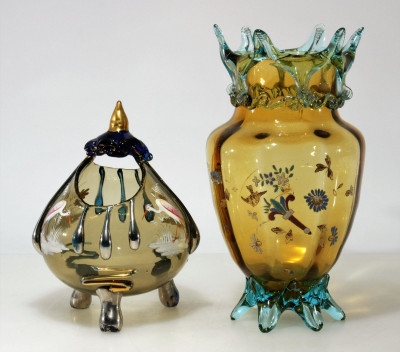 Image for Lot Auguste Jean - Art Nouveau Vase & Basket