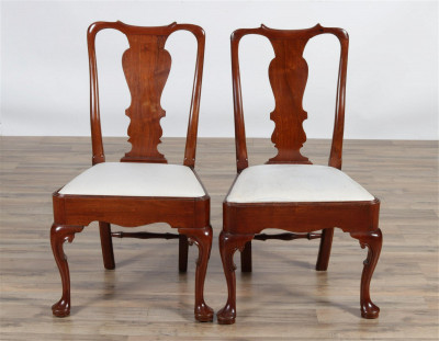 Image for Lot Pair Queen Anne Style Mahogany Side Chairs