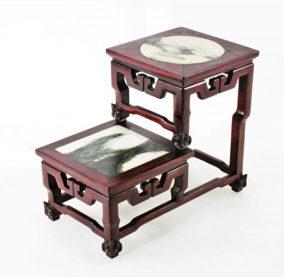 Image for Lot Chinese Hardwood & Marble Table Etagere