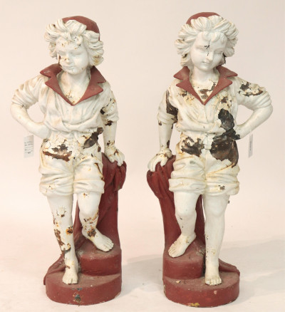 Image for Lot Pair of Cast Iron Figures of Boys