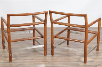 Image 3 of lot 4 Edward Wormley for Dunbar Oak & Metal Chairs