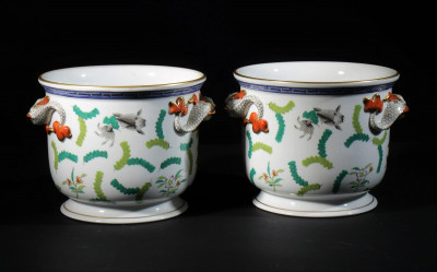 Image for Lot Pair of Herend Porcelain Cache Pot