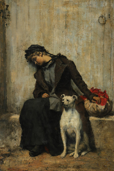 Image for Lot After JG Brown  Street Urchin with Dog O/C