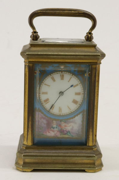 Image for Lot Miniature Brass Carriage Clock