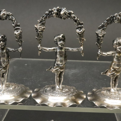 Image 2 of lot 12 Putti Figure German Sterling Place Card Holders