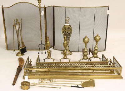 Image for Lot Collection of Brass Hearth Equipment