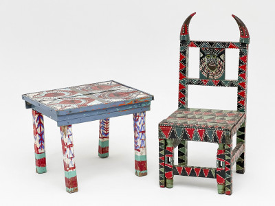 Image for Lot Ramón Castro Angulo - Chair with Horns / Miniature Table
