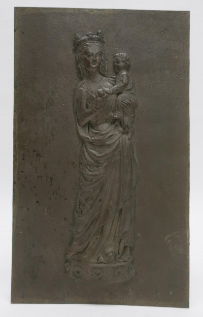 Image for Lot Bronze Low Relief Plaque of Mother and Child