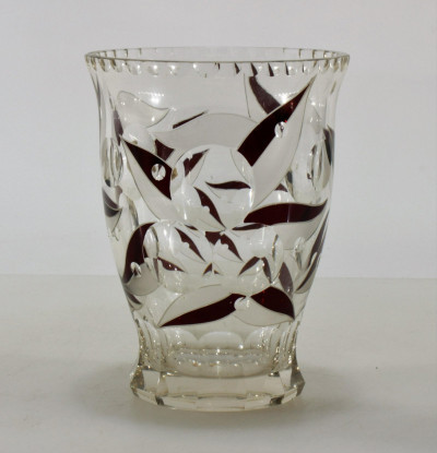 Image for Lot Karl Palda/Haida - Ruby Glass Etched Vase, 1930