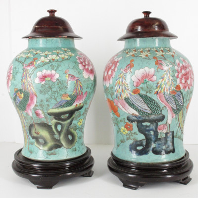 Image for Lot Large Pair of Chinese Porcelain Vases