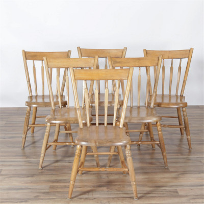Title Six Wooden Thumb Back Dining Side Chairs / Artist