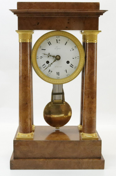 Image for Lot Charles X Ormolu  Burl Mantel Clock 19th C