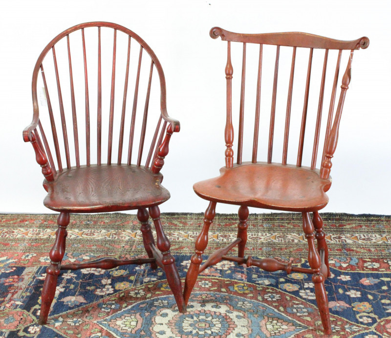Image 1 of lot 2 American Red Painted Windsor Chairs, 18th C.