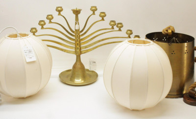Image for Lot Silk Lanterns Brass Lantern  Candelabra