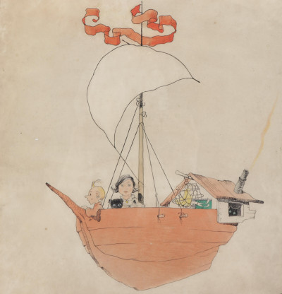 Image for Lot Jo McMahon - Flying Ship Illustration, 1920s