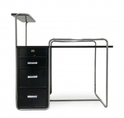 Image for Lot Bauhaus Tubular Metal and Lacquered Desk, in the style of Emile Guillot