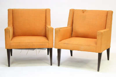 Image for Lot Pair Jens Risom Style Mahogany Armchairs, c.1950