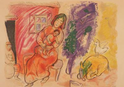Image for Lot Chagall, Maternity, litho in 17th C. Italian Frame