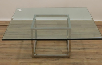 Image for Lot 70&apos;s Chrome and Glass Coffee Table