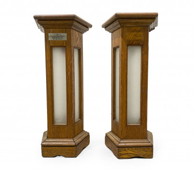Pair of Illuminated Wood Pedestals