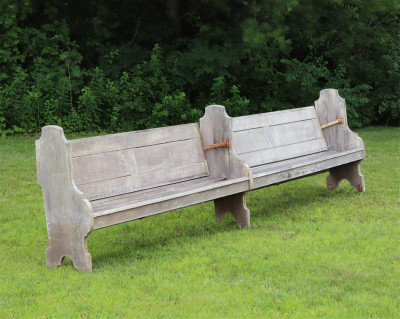 Image for Lot Vintage White Painted Pine Train Bench