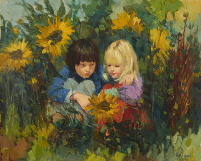 Title Louis van der Beesen - Picking Sunflowers / Artist