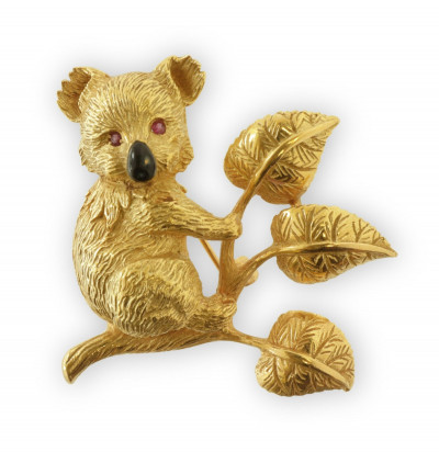 Image for Lot 18K Yellow Gold Koala Brooch