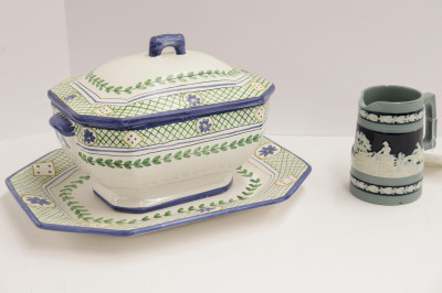 Image for Lot Portuguese Covered Tureen & Spode Pitcher