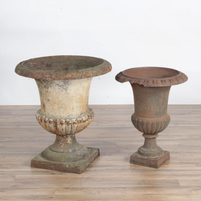 Image for Lot Two Victorian Cast Iron Garden Urns