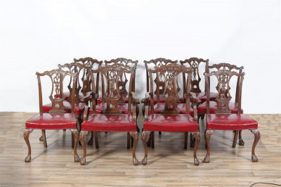 Image for Lot Set of Twelve Irish Chippendale Dining Chairs