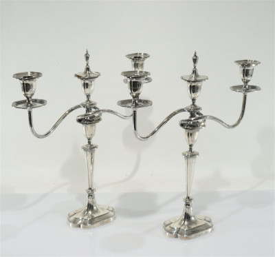 Image for Lot J. Parkes & Co, Pair of Sterling Silver Candelabra