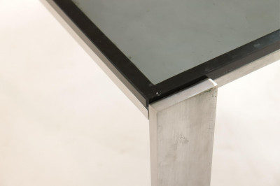 Image 4 of lot 1970's Polished Steel & Smoked Glass Coffee Table