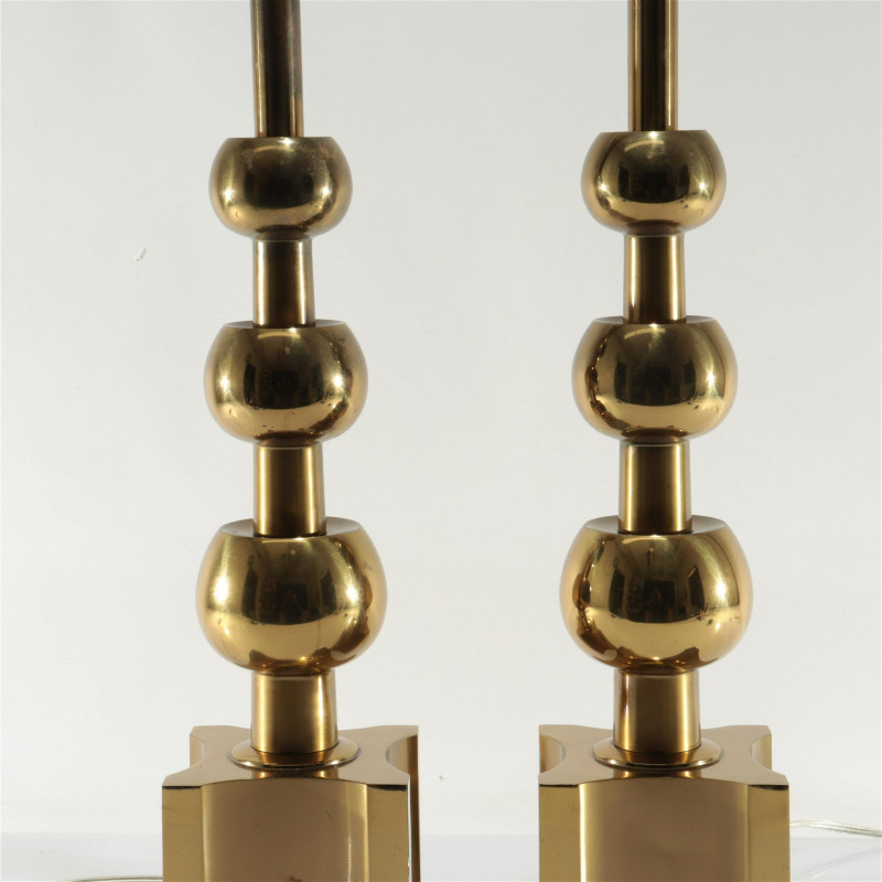 Pair Tommi Parzinger for Stiffel Brass Lamps, 1950