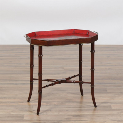 Image for Lot Regency Style Scarlet Lacquer Tole Tray Table